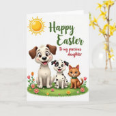 Carte d'animaux de printemps en or faux (Fleur jaune)