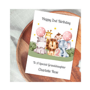 Carte d'animaux de safari pour 2e anniversaire