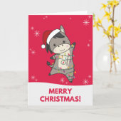 Carte d'animaux d'hiver Ânes de Noël (Fleur jaune)