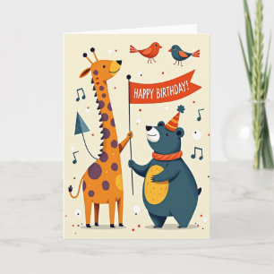 Carte d'animaux fantasiers doux