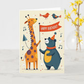 Carte d'animaux fantasiers doux (Fleur jaune)