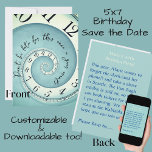 Carte d'anniversaire<br><div class="desc">Une belle carte d'anniversaire avec une horloge en spirale comme design sur le devant en turquoise et crème, avec le texte personnalisable "Ne soyez pas en retard pour cet événement une fois par an!" Le dos est entièrement personnalisable aussi, le texte n'est donc qu'un espace réservé à votre plan. (Le...</div>