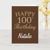 Carte d'anniversaire 100 ans pailletée marron et o (Fleur jaune)
