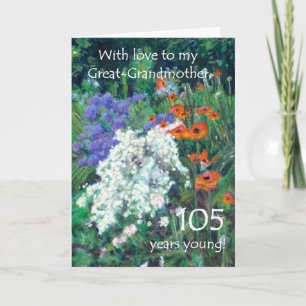 Carte d'anniversaire 105e pour Grand-mère, Jardin