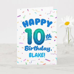 Carte d'anniversaire 10 ans avec nom personnalisé
