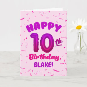 Carte d'anniversaire 10 ans avec nom personnalisé