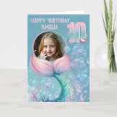 Carte d'anniversaire 10 ans queue de sirène une ph (Devant)