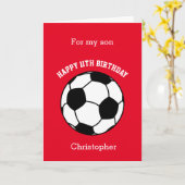 Carte d'anniversaire 11 ans de football rouge (Fleur jaune)