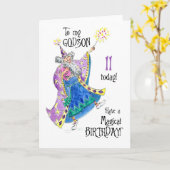 Carte d'anniversaire 11 ans pour un filleul magici (Fleur jaune)