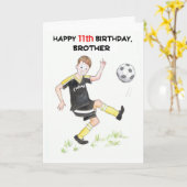 Carte d'anniversaire 11e pour un frère - Footballe (Fleur jaune)