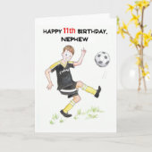 Carte d'anniversaire 11e pour un Nephew - Football (Fleur jaune)