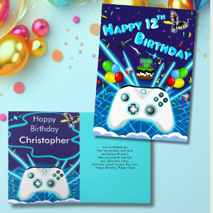 Carte d'anniversaire 12 ans Epic Gamer Happy Criti