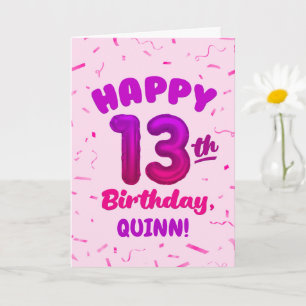 Carte d'anniversaire 13 ans avec nom personnalisé