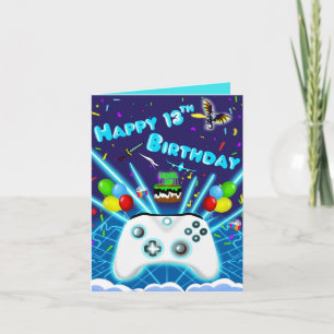 Carte d'anniversaire 13 ans Epic Gamer Happy Criti