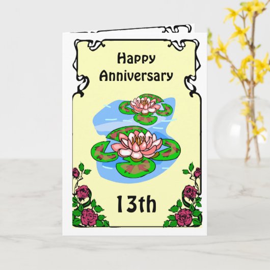 Carte d'anniversaire 13 ans - nénuphars (Fleur jaune)