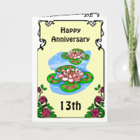carte d'anniversaire 13ème - nénuphars