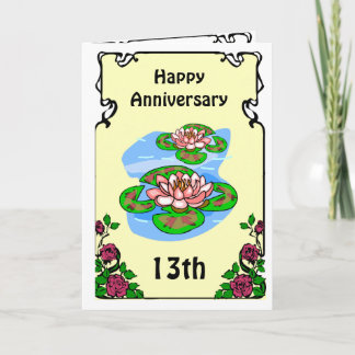carte d'anniversaire 13ème - nénuphars