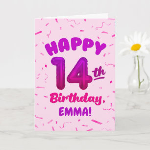 Carte d'anniversaire 14 ans avec nom personnalisé