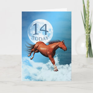 Carte d'anniversaire 14 ans avec un cheval spiritu