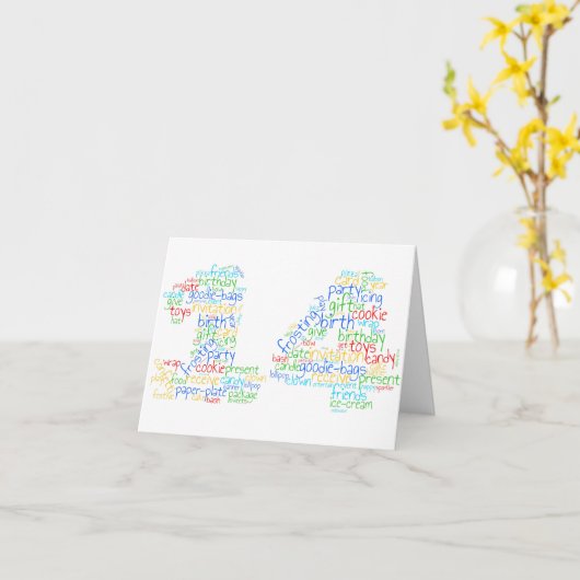 Carte d'anniversaire 14e B (Fleur jaune)