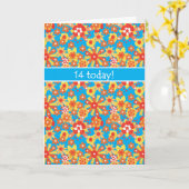 Carte d'anniversaire 14e, Ditsy Orange Flowers (Fleur jaune)