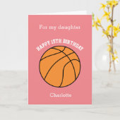 Carte d'anniversaire 15 ans Sport Basket-ball Rose (Fleur jaune)