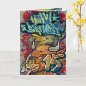 Carte d'anniversaire 15e (Fleur jaune)