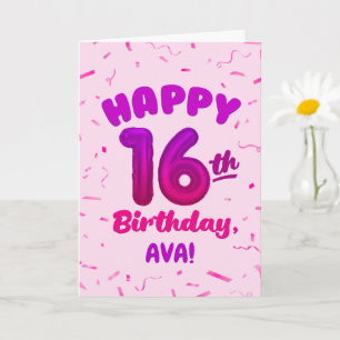 Carte d'anniversaire 16 ans avec nom personnalisé