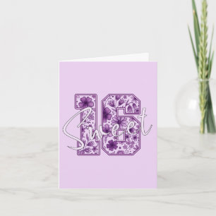 Carte d'anniversaire 16 ans Sweet 16 - Nombre flor