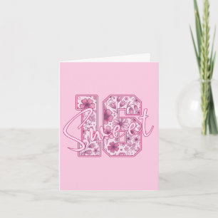 Carte d'anniversaire 16 ans Sweet 16 - Nombre flor