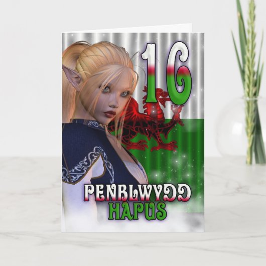 Carte d'anniversaire 16e Gallois, Penblwydd Hapus (Devant)