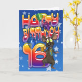 Carte d'anniversaire 16e, Joyeux anniversaire (Fleur jaune)