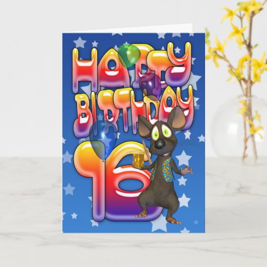 Carte d'anniversaire 16e, Joyeux anniversaire (Fleur jaune)