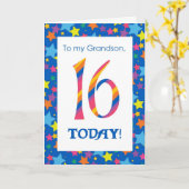 Carte d'anniversaire 16th pour Grandson, Stripes e (Fleur jaune)