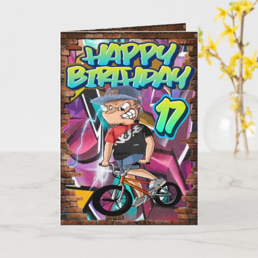 Carte d'anniversaire 17e (Fleur jaune)