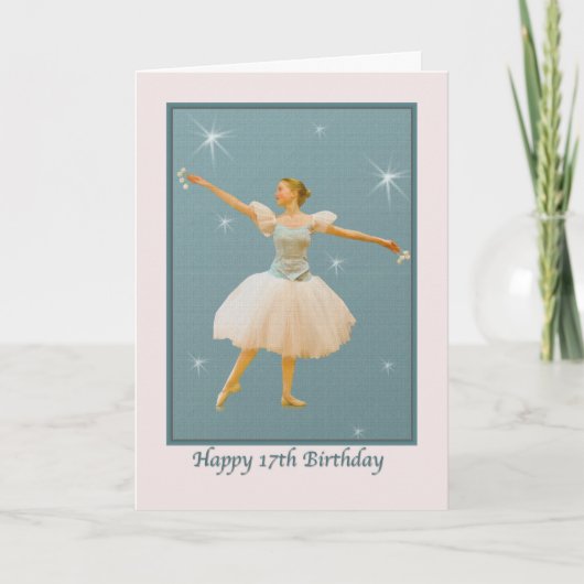 Carte d'anniversaire 17e avec danseuse de ballet (Devant)