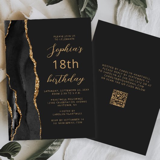 Carte d'anniversaire 18 ans à code QR foncé avec é