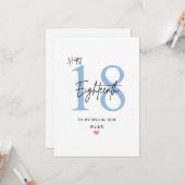 Carte d'anniversaire 18 ans personnalisée simple p (Devant/Arrière en situation)