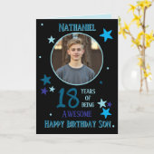 Carte d'anniversaire 18 ans pour fils avec une pho (Fleur jaune)