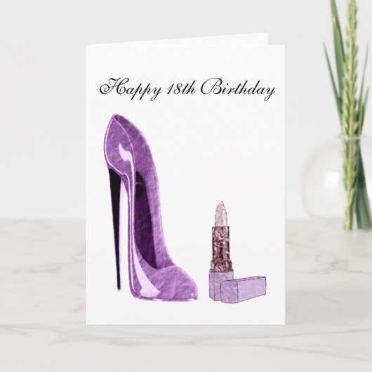 Carte d'anniversaire 18e avec Chaussure Lilac Stil (Devant)
