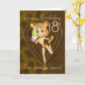 Carte d'anniversaire 18e, Cutie Pie Animal Collect (Fleur jaune)