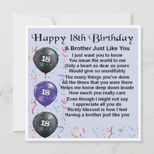 Carte d'anniversaire 18e - Frère (Devant)