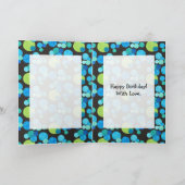 Carte d'anniversaire 18e : Lunes bleues et rayures (Intérieur)