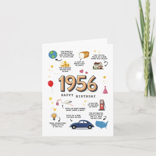 Carte d'anniversaire 1956 pour papa ou maman (Devant)