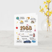 Carte d'anniversaire 1988 pour le fils et la fille (Fleur jaune)