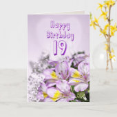 Carte d'anniversaire 19e avec fleurs de lys alstro (Fleur jaune)