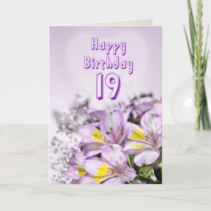 Carte d'anniversaire 19e avec fleurs de lys alstro
