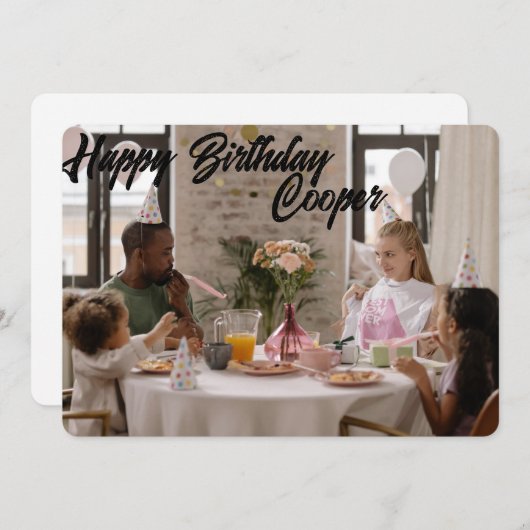Carte d'anniversaire 1 image personnalisable (Devant / Derrière)