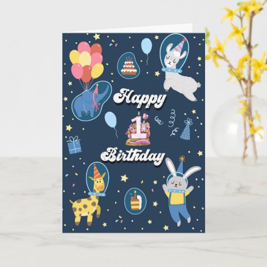 Carte d'anniversaire 1 mignonne (Fleur jaune)