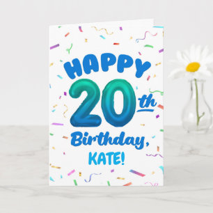 Carte d'anniversaire 20 ans avec nom personnalisé
